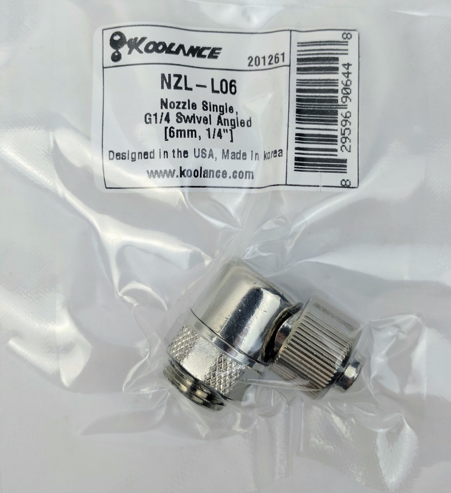 Koolance NZL-L06 Single Nozzle Water Cooling Swivel Angled 6mm Lot of 2