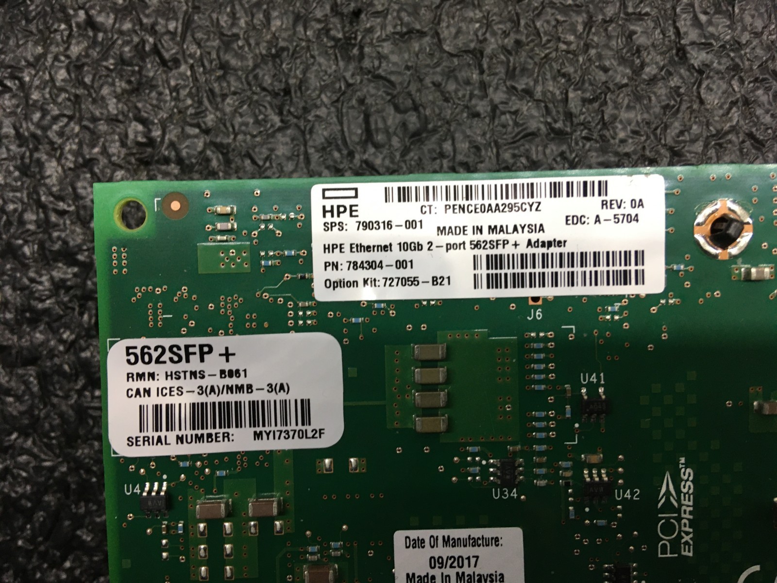 Lot of 2 HPE 10Gb 2-Port 562SFP Ethernet Adapter 790316-001