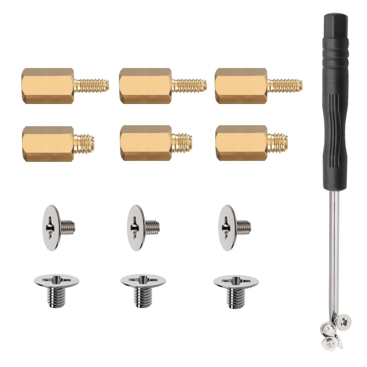 M.2 SSD Screw & Standoff Kit – 12PCS Brass Screws for Gigabyte/MSI Motherboards