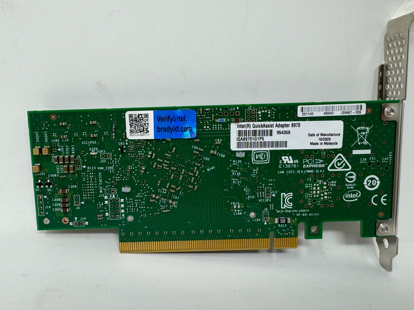Intel QuickAssist Adapter 8970 QAT Accelerator x16 100Gb IQA89701G1P5 FULL BRACK