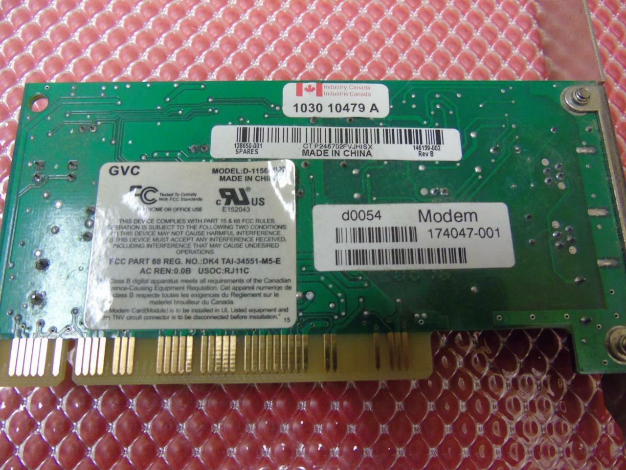 Compaq Presario 7594 Desktop PC PCI FAX Modem 174047-001, 1789-BRD-PCB-51-A