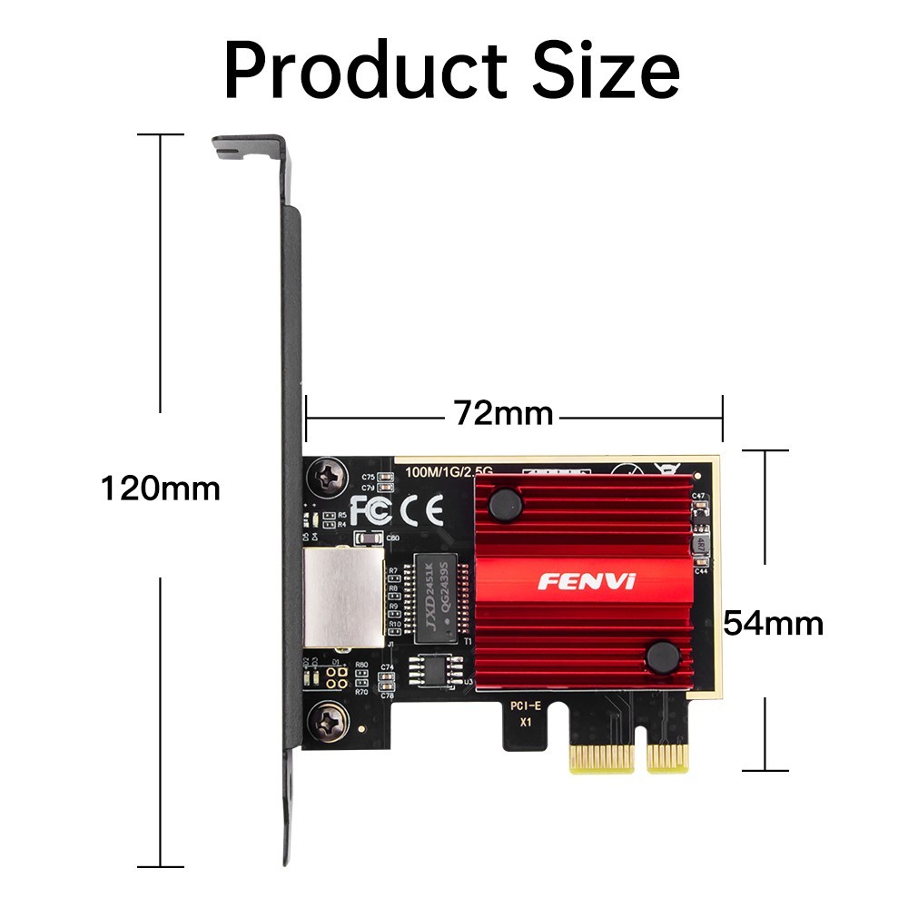 RJ45 Network Adapter Bracket 2.5GBps Desktop Gigabit Ethernet LAN PCI-e X1 Card