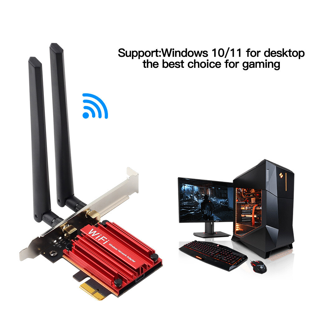 PCIe Wi-Fi 6 Card for Desktop 2.4G/5G 802.11ax MT7921 Network Bluetooth Adapter