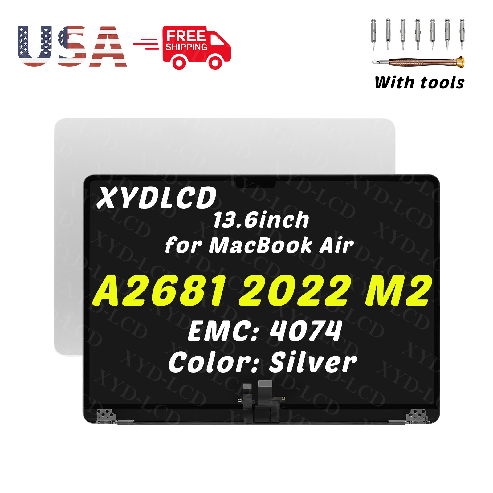 13.6″ for Macbook Air A2681 M2 2022 EMC4074 LCD Screen Display Assembly (Silver)