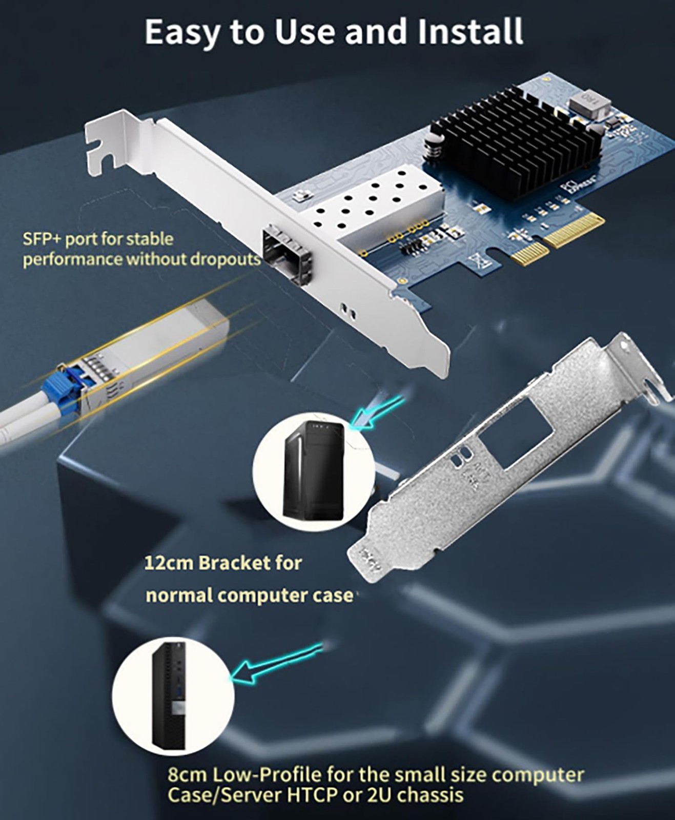 10Gb Open SFP Plus PCIe Network Card Intel 82599 X520 DA1 Controller Ethernet