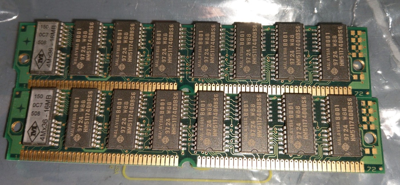 2 x 16MB = 32MB EDO RAM 72-Pin PS/2 SIMM Memory 60ns Amiga Computer PC
