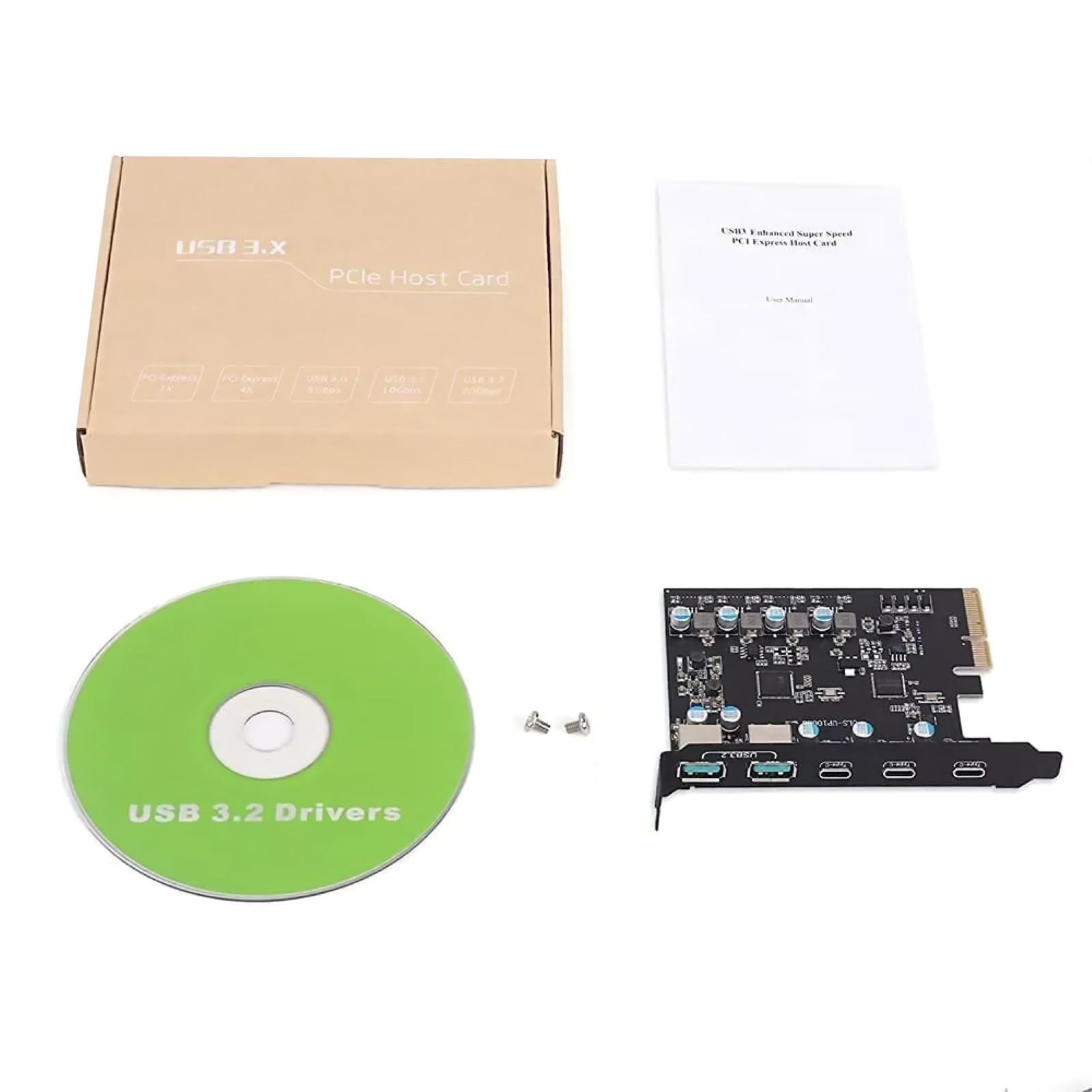 5 Ports Desktop Expansion Card 20G USB 3.2 Gen 2 2*USB-A 3*USB-C For Win 7/8/10