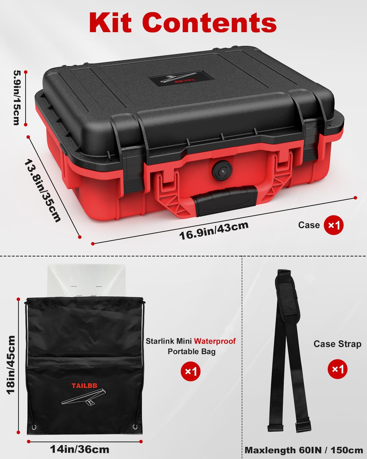 for Starlink Mini Case, Standard, Portable Size, red black
