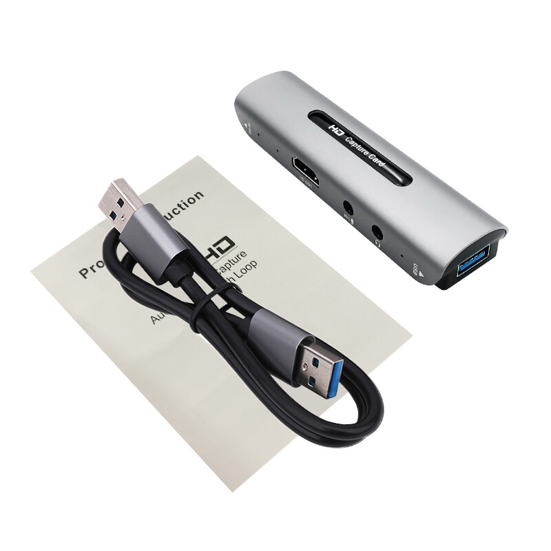 HDMI to Type C USB Capture Card Game Recording Box Video Live Streaming Loop Mic