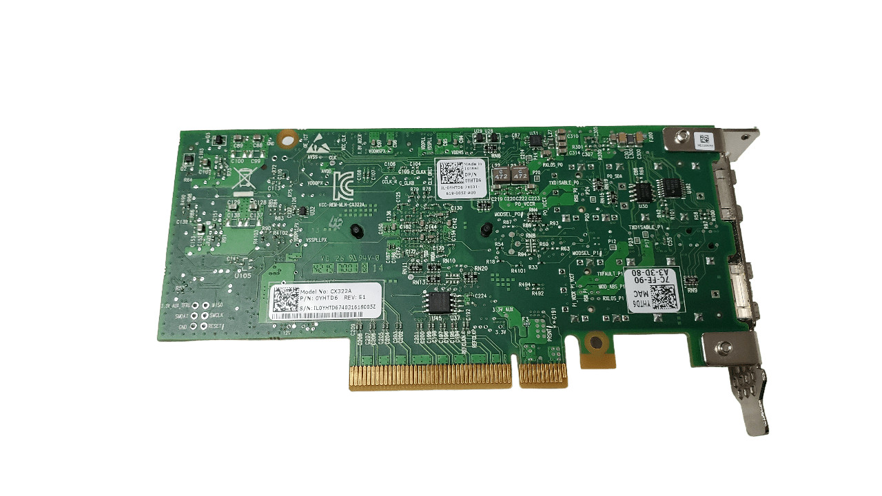 YHTD6 Dell Mellanox CX322A Dual Port 10Gb Network Adapter Half Height No SFPs