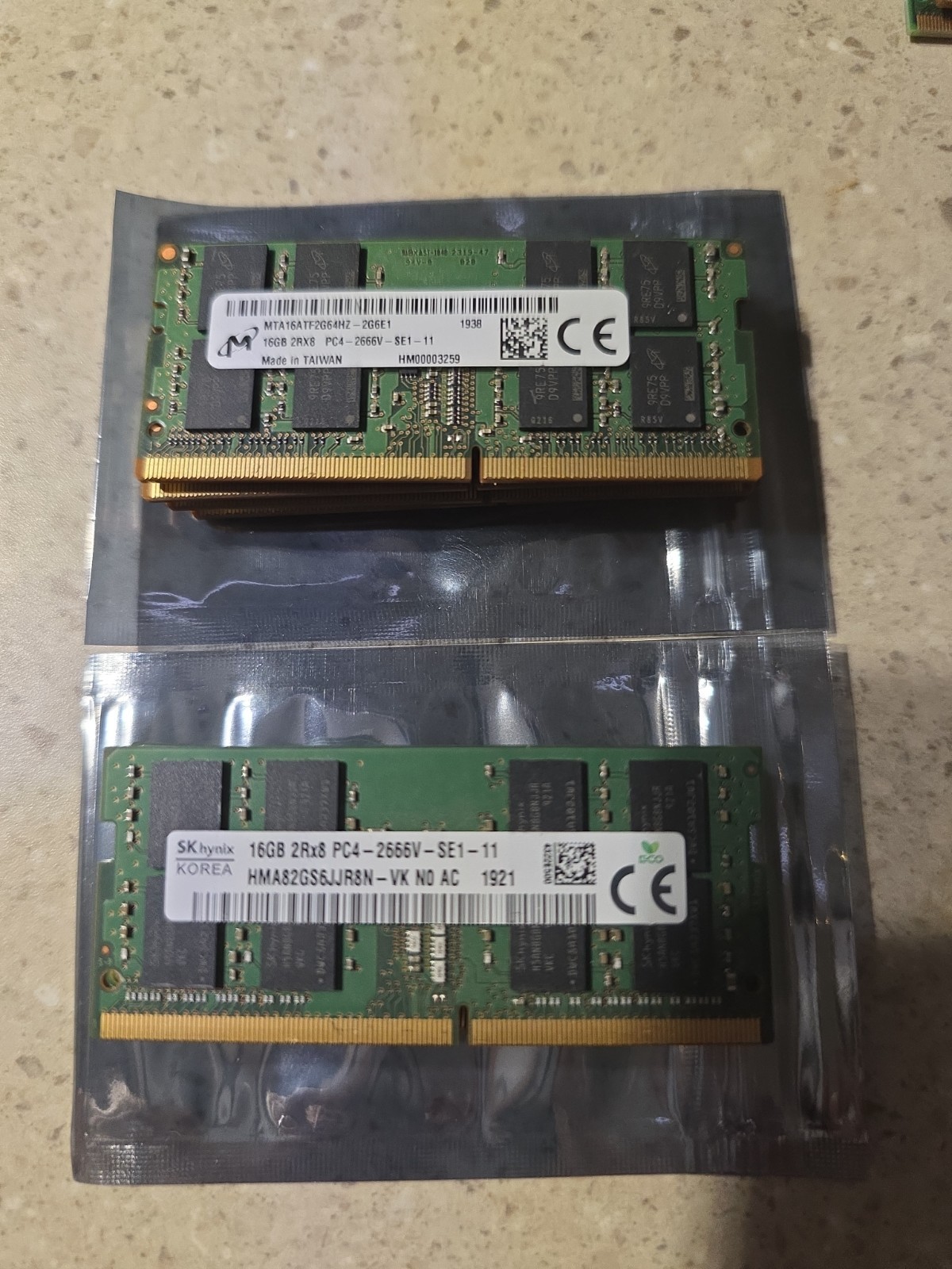 16GB DDR4 2666V (128GB) Laptop Memory Mixed Lot of 8