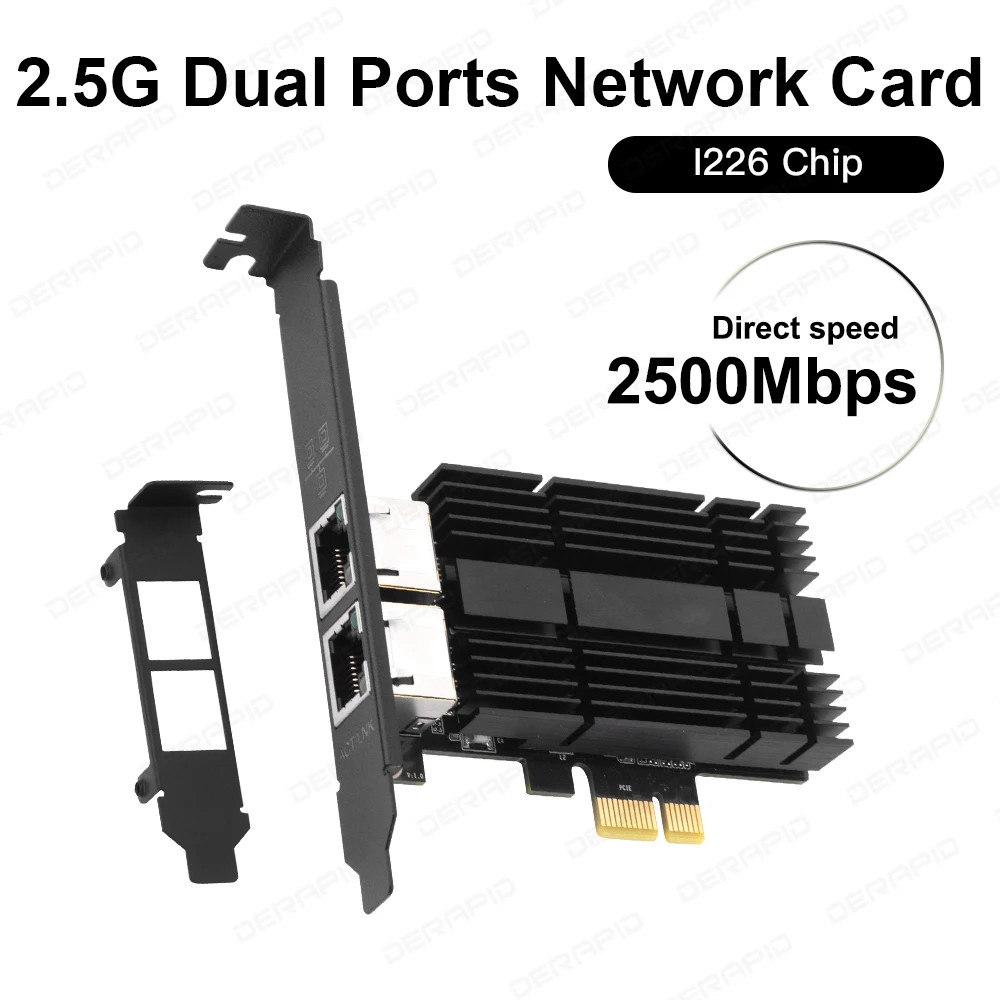 Intel I226-V Dual Port 2.5GbE PCIe Network Card RJ45 NIC for NAS Server