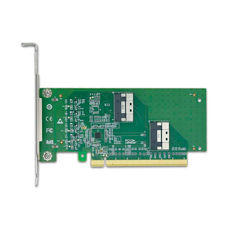 PCIe4.0 x16 to 2 SFF-8654 8I NVMe Adapter support 4 ports output