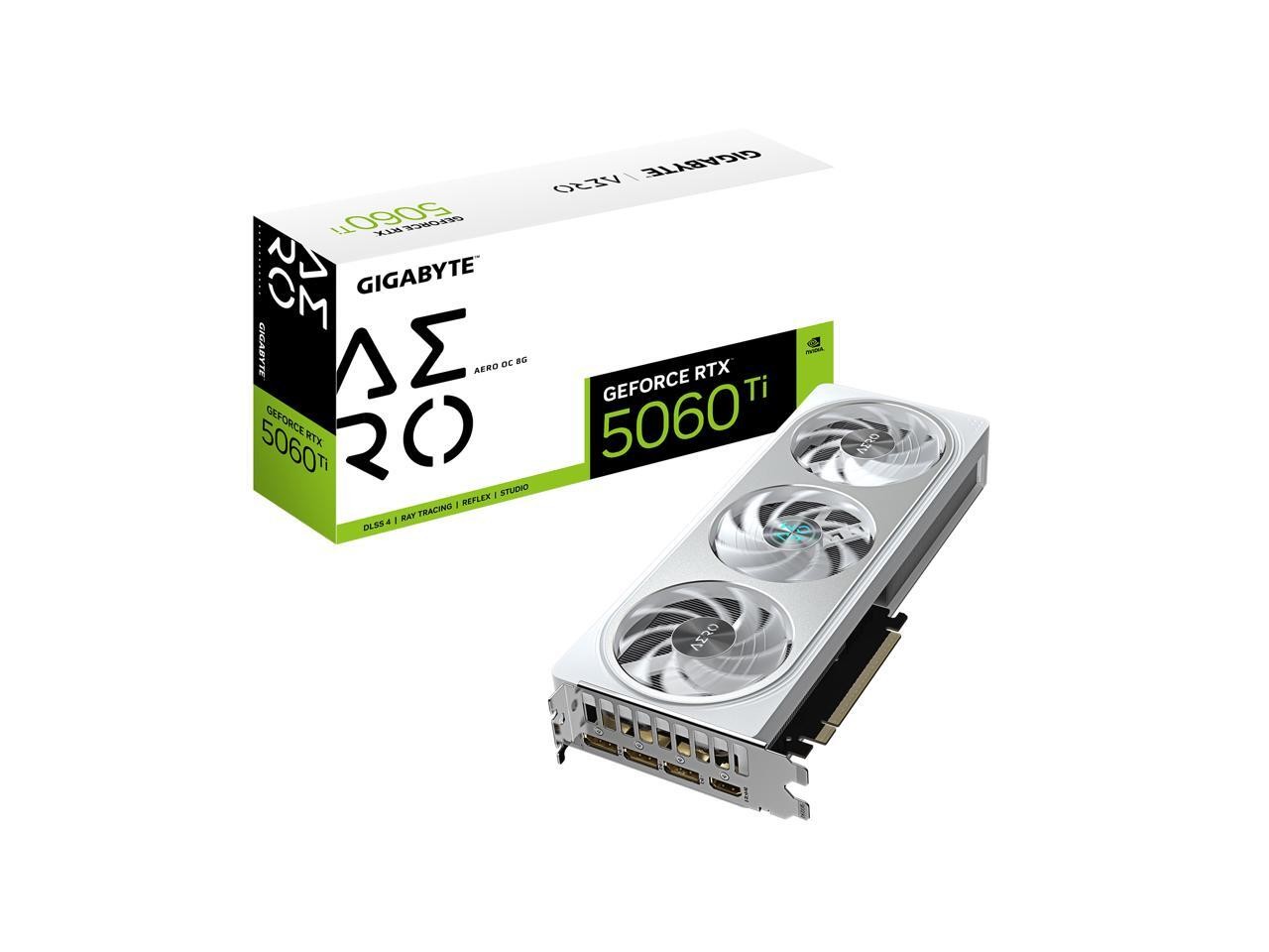 GIGABYTE AERO GeForce RTX 5060 Ti 8GB GDDR7 PCI Express 5.0 x8 ATX Graphics Card