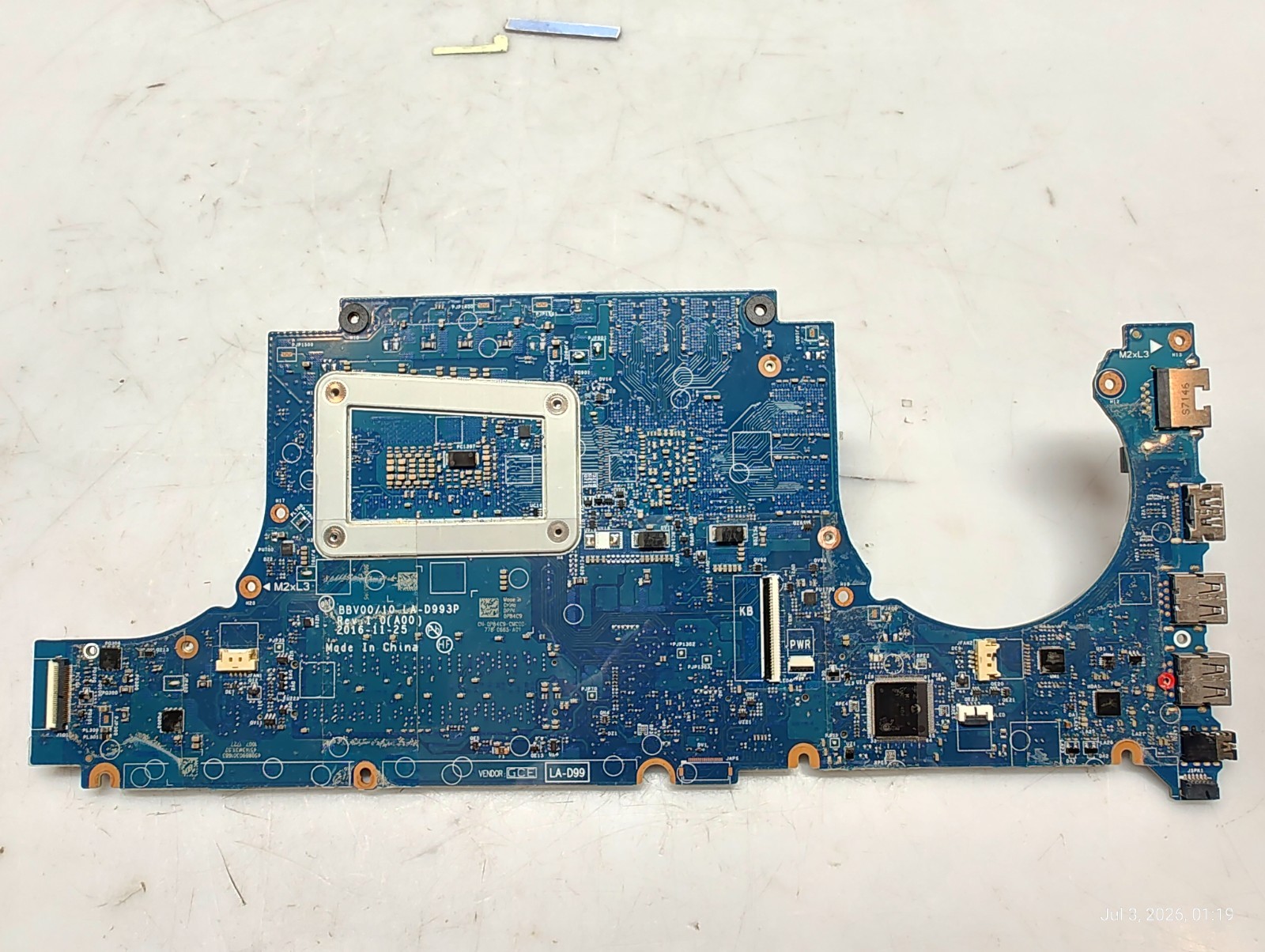 Dell Inspiron 15 7567 Motherboard i7-7700HQ 2.8GHz GTX1050 4GB P84C9 LA-D993P