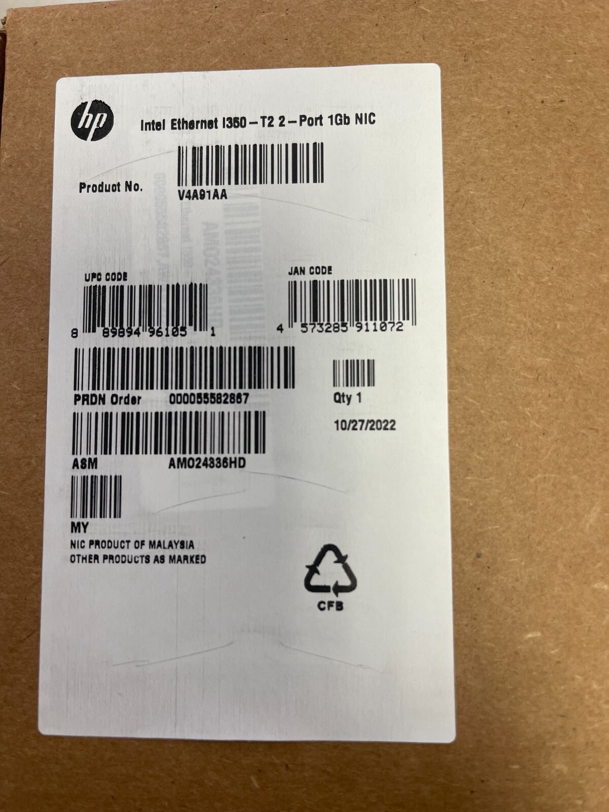 HPE Server Adapter i350-T2 Dual Port Gigabit PCI-E2.1×4 Ethernet Card V4A91AA