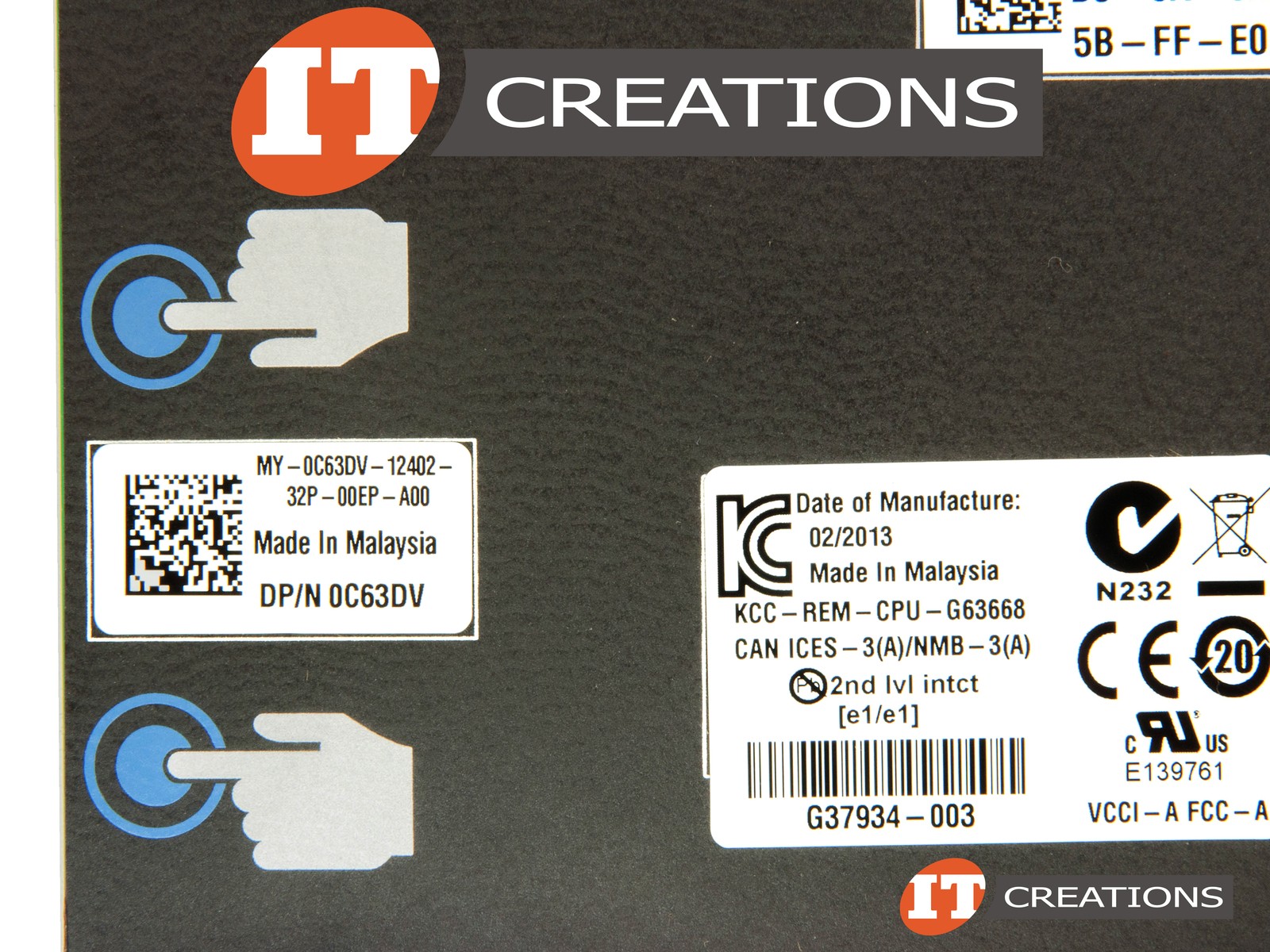 DELL INTEL X520-DA2 2X10GBE DA/SFP+ I350-T2 2X1GBE NETWORK DAUGHTER CARD C63DV
