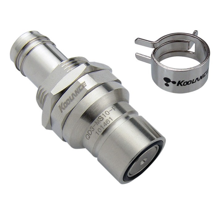 Koolance QD3-MS10-P Quick Disconnect No Spill Male Barb 10mm (3/8″)