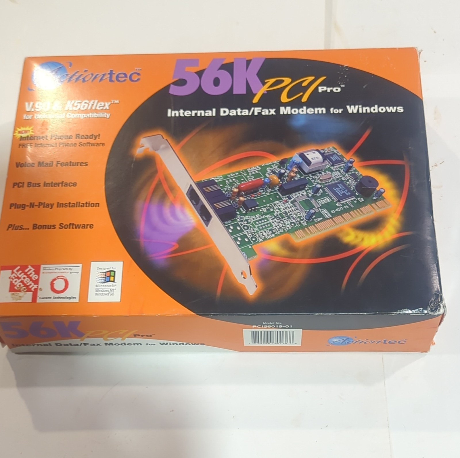 Actiontec 56K PCI Pro Internal Data/Fax Modem PCI V.90 K56flex 56Kbps RJ-11