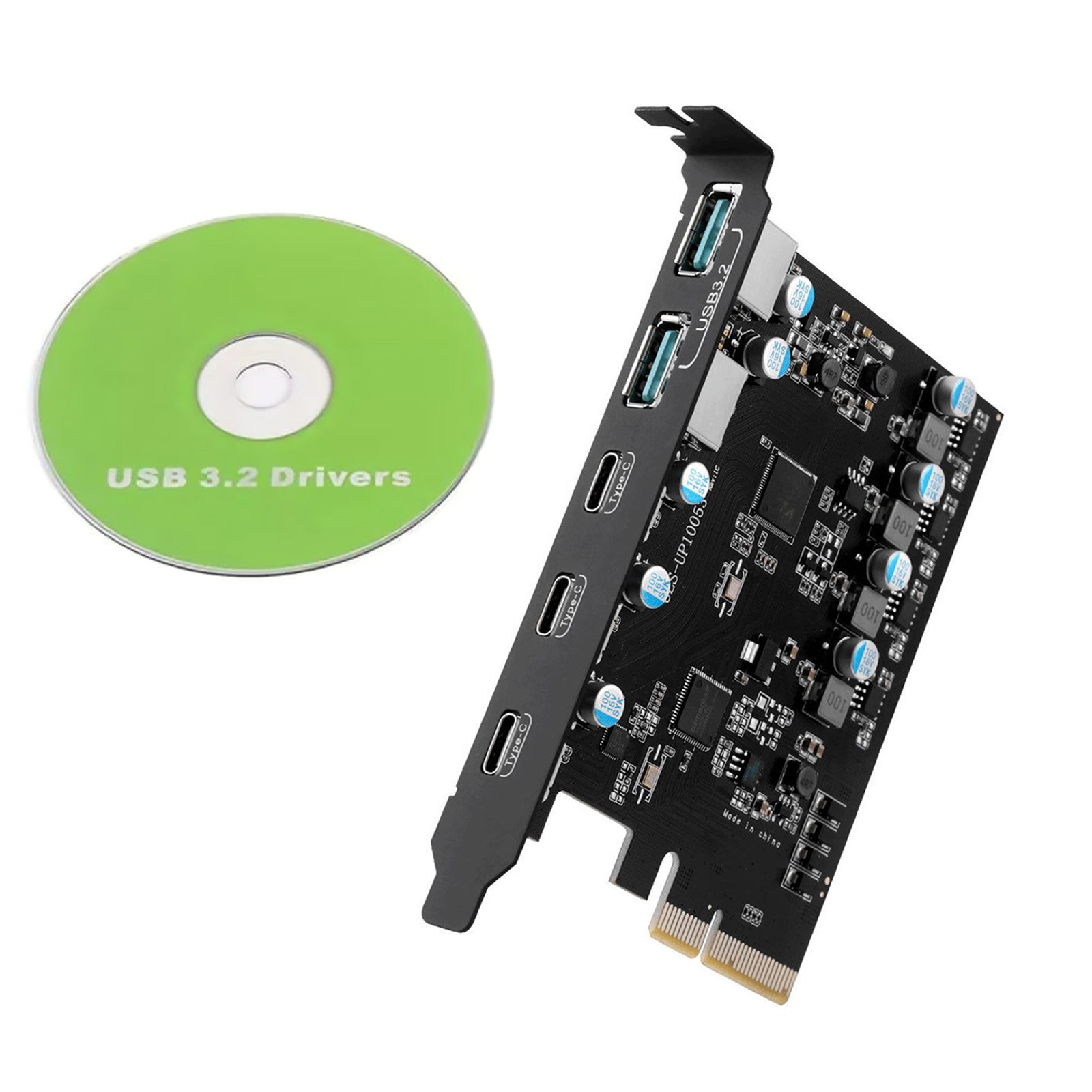 5 Ports Desktop Expansion Card 20G USB 3.2 Gen 2 2*USB-A 3*USB-C For Win 7/8/10
