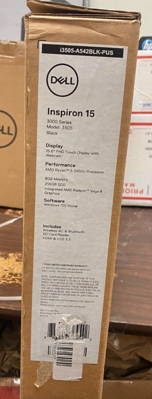 Inspiron 15 15.6in 8GB RAM 256GB Storage i3505-A542BLK-PUS