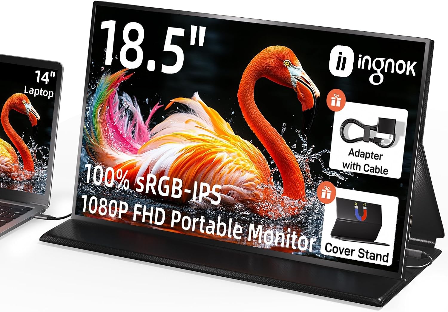 18.5 Inch Portable Monitor, 100% sRGB FHD, USB-C, Mini HDMI, VESA-ready