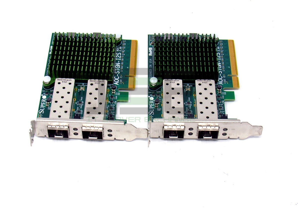 Lot of 2 Supermicro AOC-STGN-I2S Dual Port 10GbE SFP+Low Profile PCIe 2.0 x8