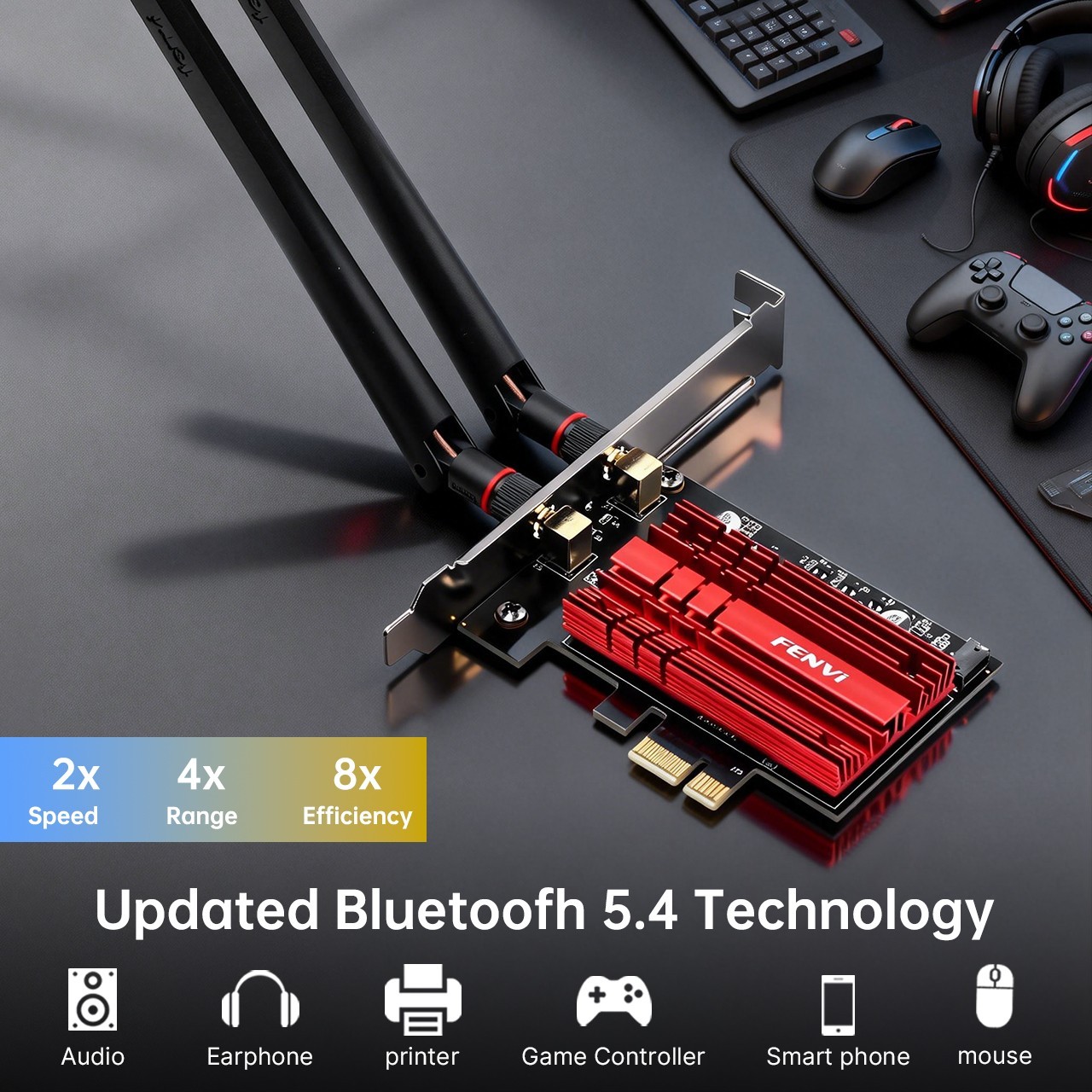 FENVI FV-AXE3000 AX210 WiFi 6E PCIe Card AX5400 Tri-Band BT5.4 Win10/11 Desktop
