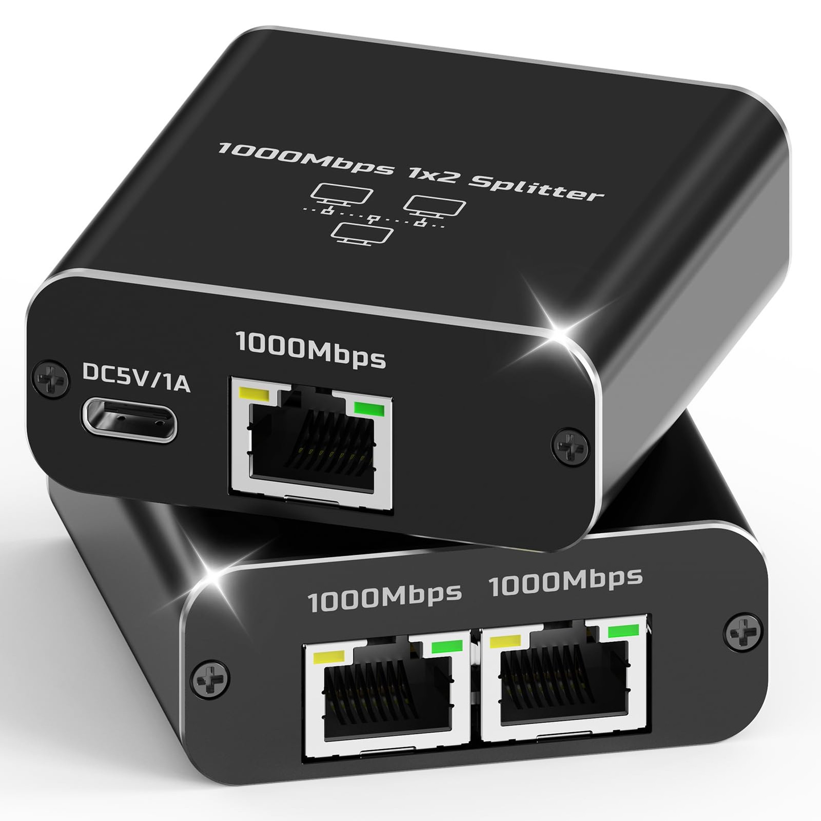Gigabit Ethernet Splitter 1 to 2, 1000Mbps High Speed LAN Splitter with USB‑C…