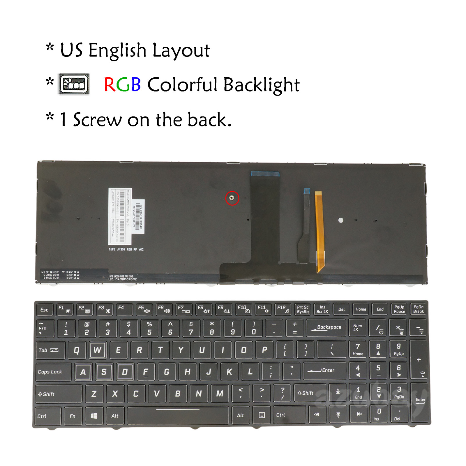 US Keyboard for Sager NP8953 NP8954 NP8955 NP8956 NP8957 / Clevo P957HR Backlit