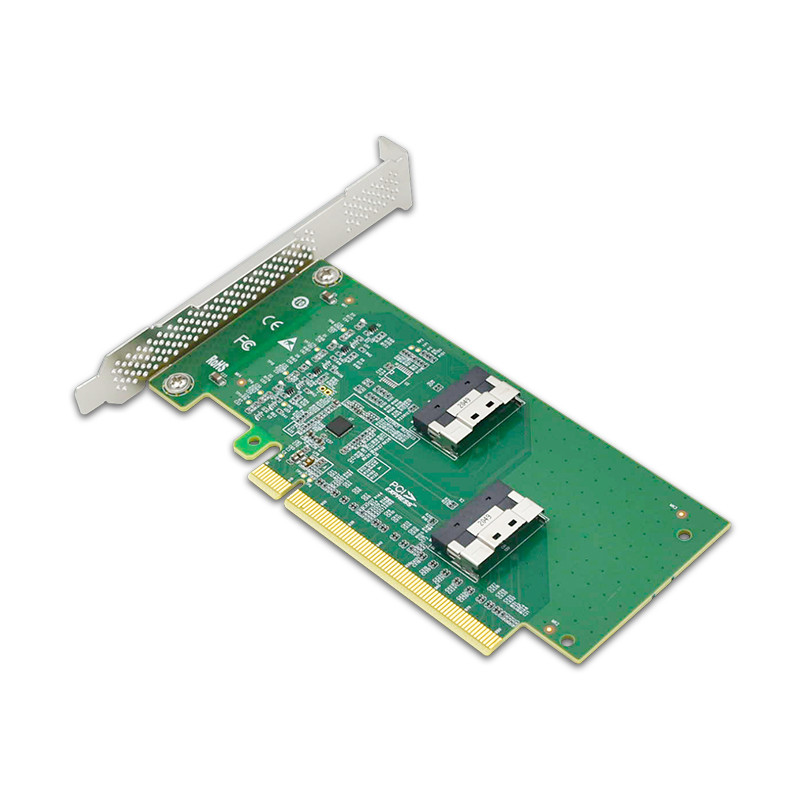 PCIe4.0 x16 to 2 SFF-8654 8I NVMe Adapter support 4 ports output