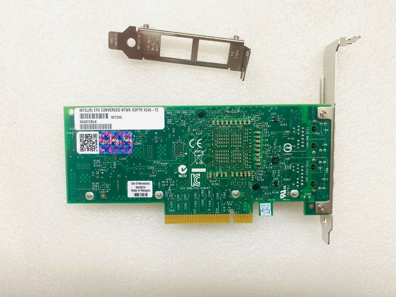 Genuine INTEL CONVERGED DUAL PORT NETWORK ADAPTER X540-T2 X540T2 BOTH BRACKETS
