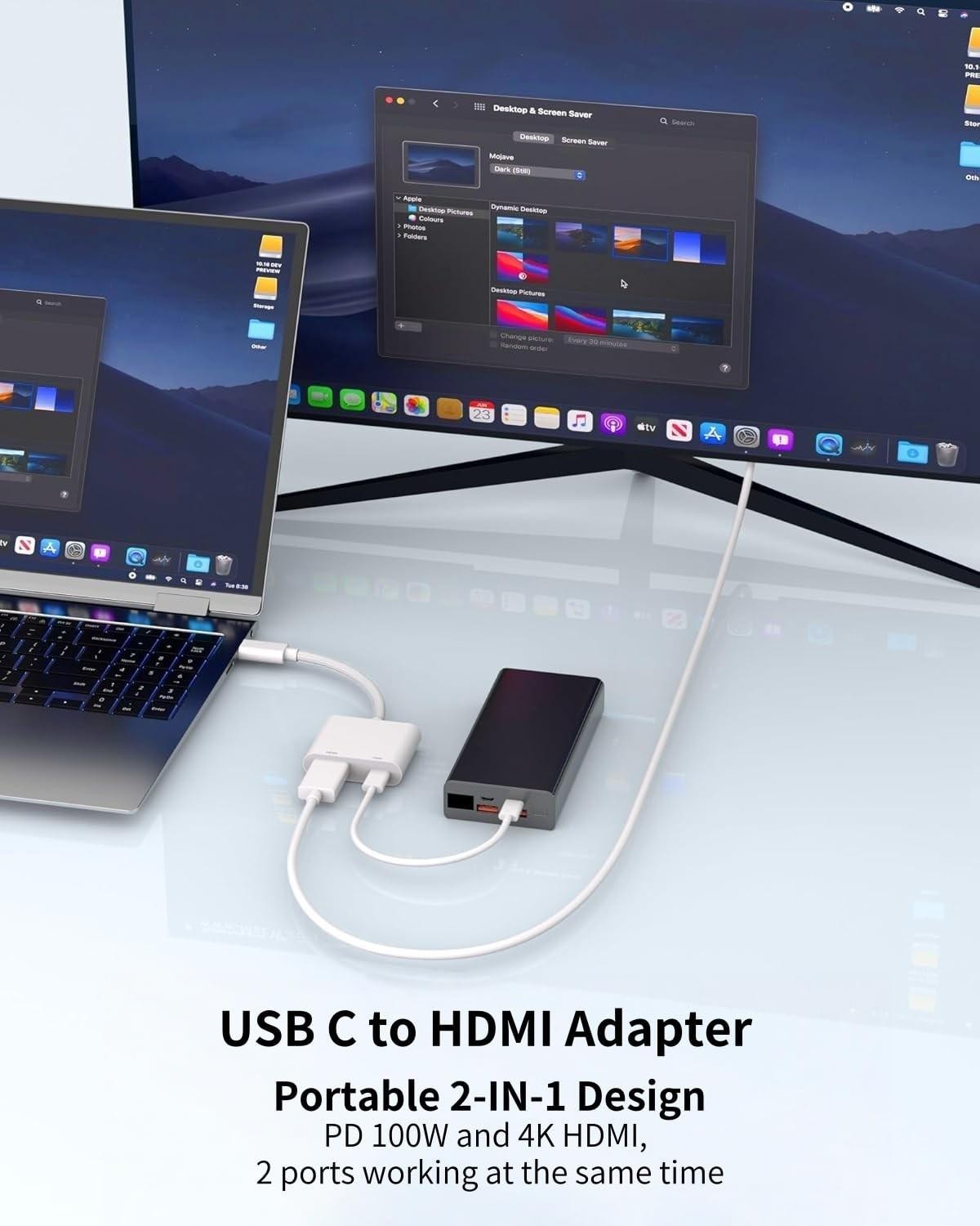 USB C to Hdmi Adapter for Iphon 17/16/15 Tv, Type C 4k@30hz, White