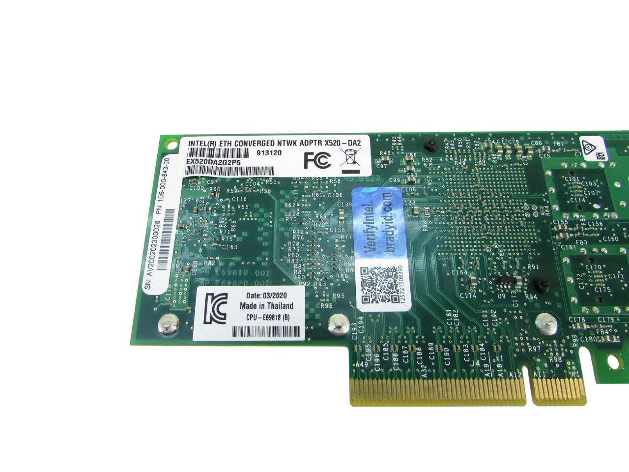 Genuine Intel X520-DA2 10GB Ethernet Server Adapter EX520DA2G2P5 – Half Height