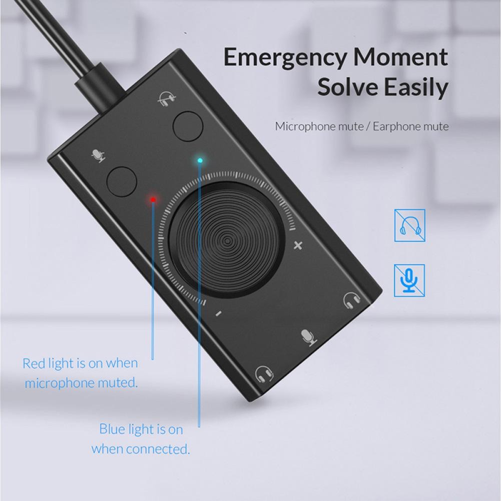 2-in-1 15Hz-25KHz Universal External USB Driver-Free Sound Card LED Indicator