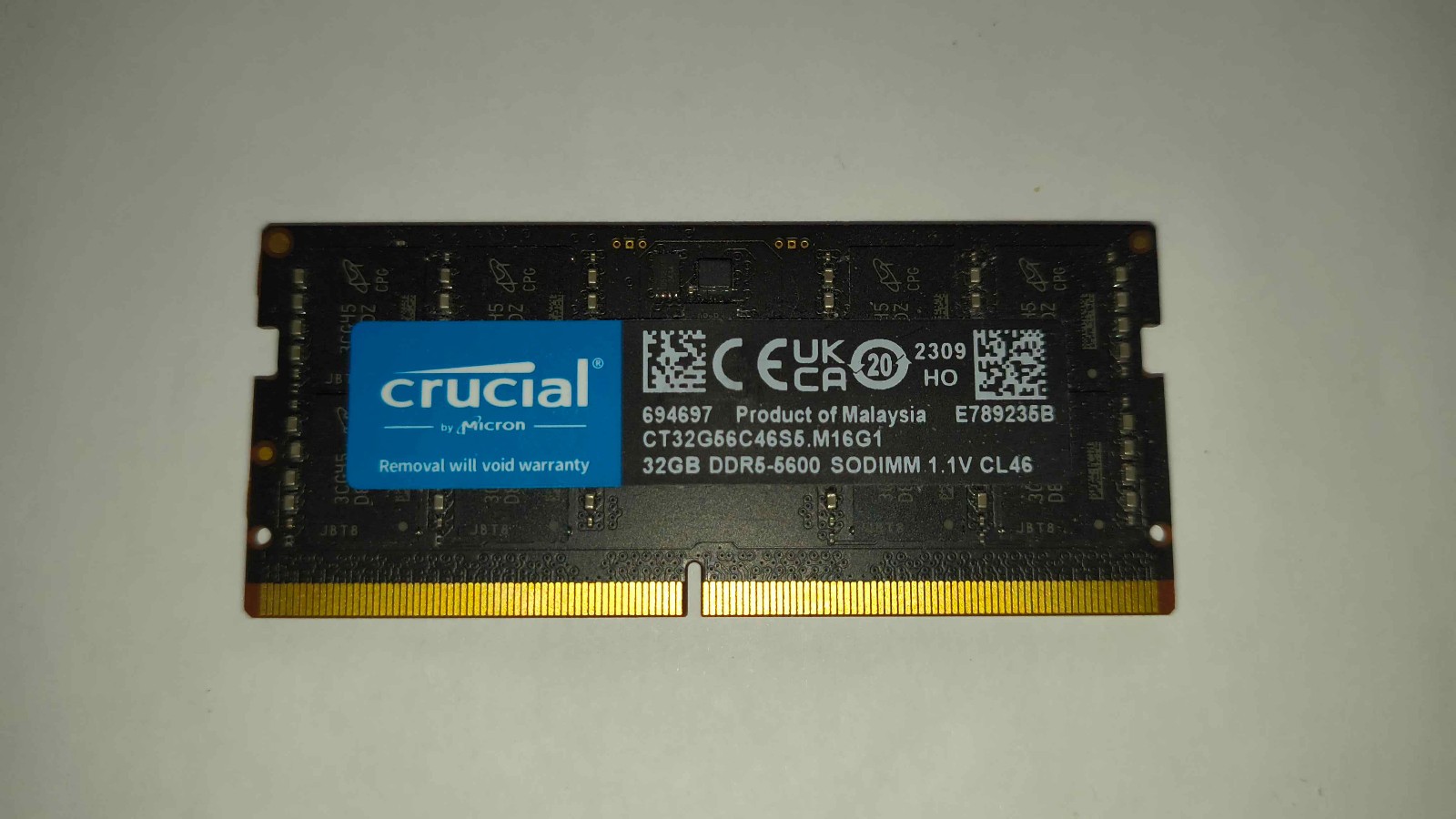 Crucial DDR5 SDRAM SO-DIMM 32GB DDR5-5600 RAM CT32G56C46S5 CL46