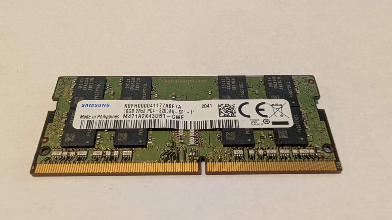 Samsung 16GB DDR4 SO-DIMM 260-Pin PC4-3200AA Laptop RAM M471A2K43DB1-CWE