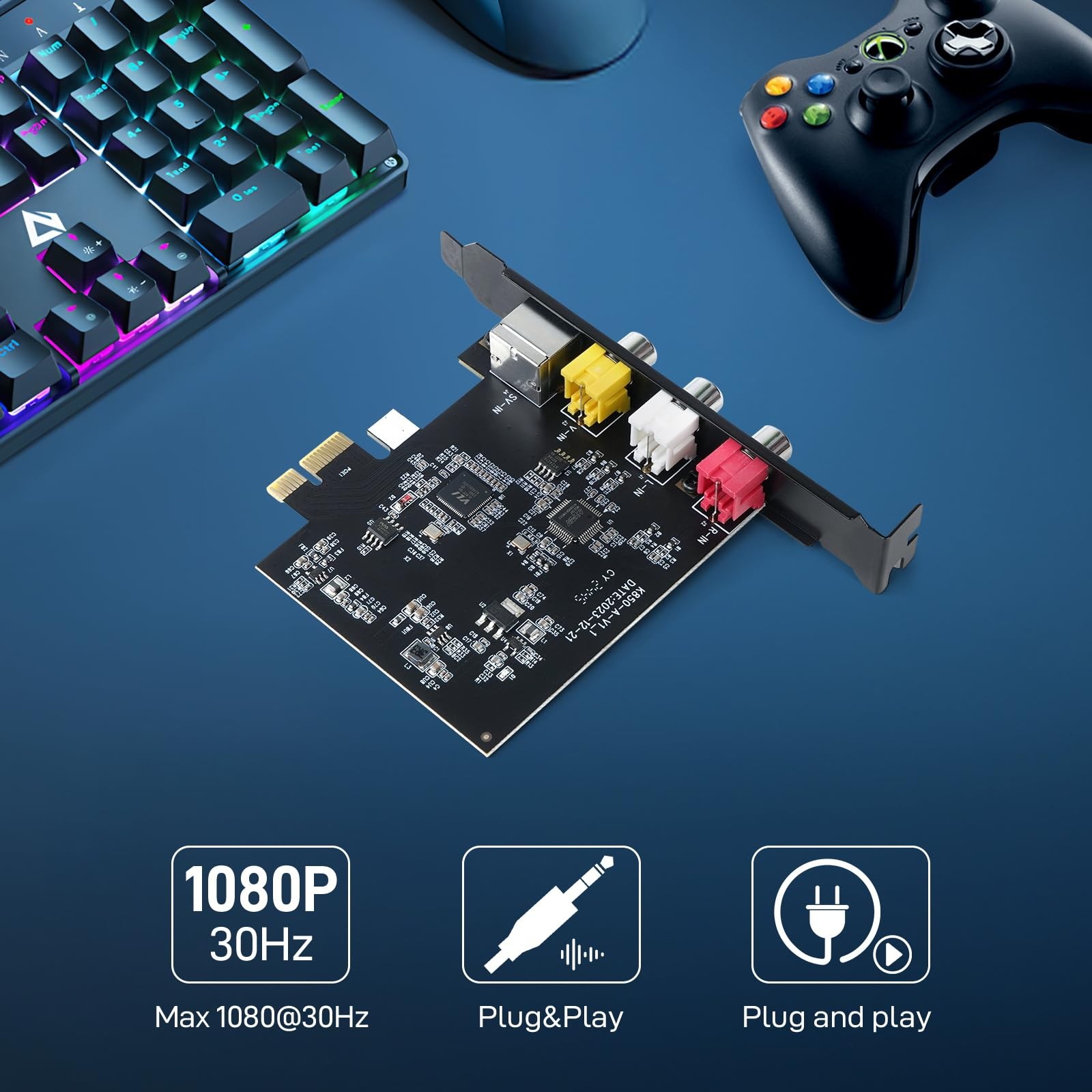 PCIE Video Capture Card, Ultra-Low Latency Pass-Through Capture Board for Ret…
