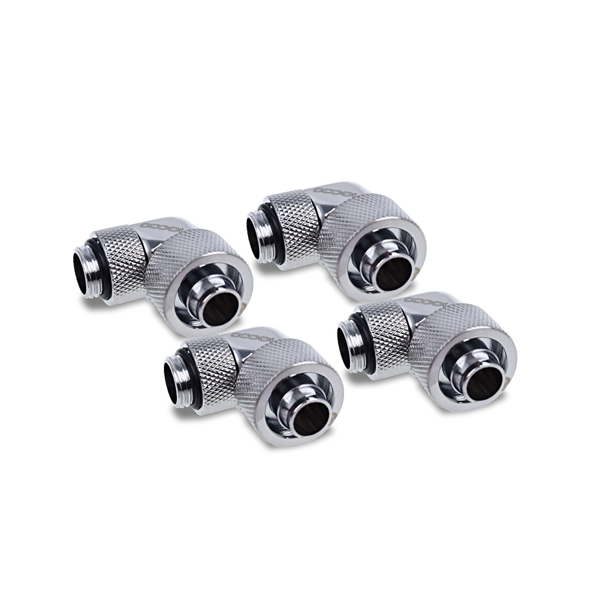 Alphacool 16/10mm Fitting, 90 Degree Rotary, Chrome, 4pk