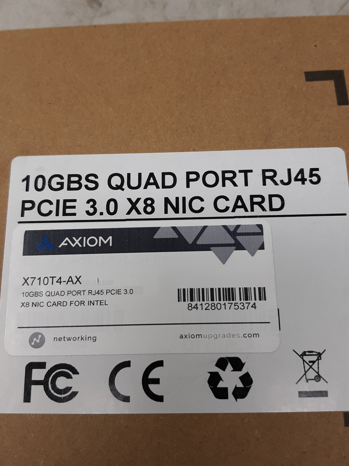 Axiom X710T4-AX 10Gbps Quad Port RJ45 PCIe 3.0 x8 NIC Car