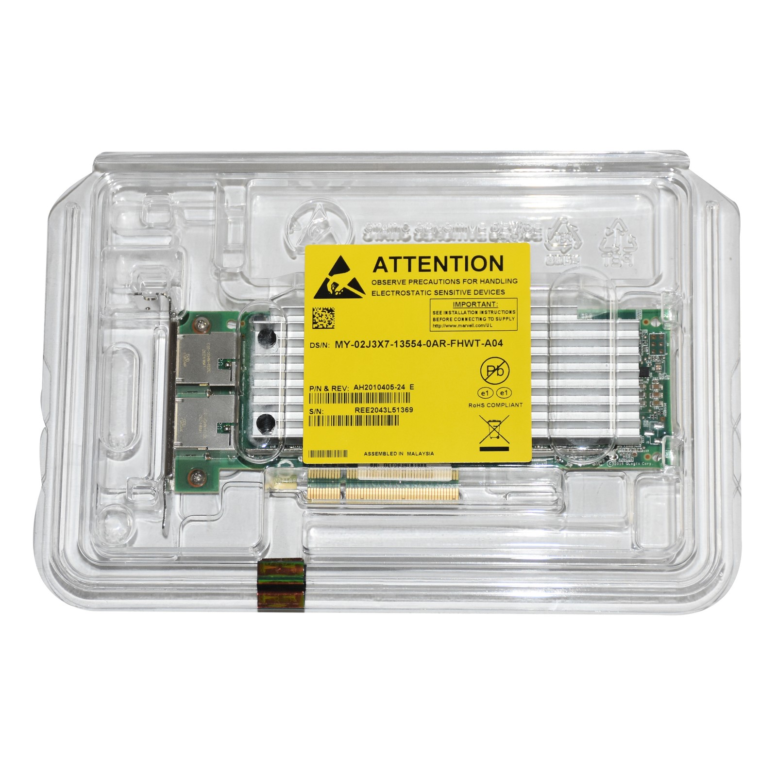 Dell Qlogic QL41162HLRJ Dual-Port 10GBASE-T PCI-E 3.0×8 Network Card LP 2J3X7