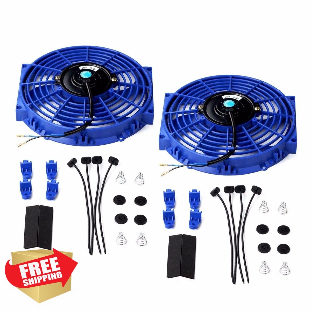 FSBCGT 2PCS 10 inch Blue Electric Radiator Fan