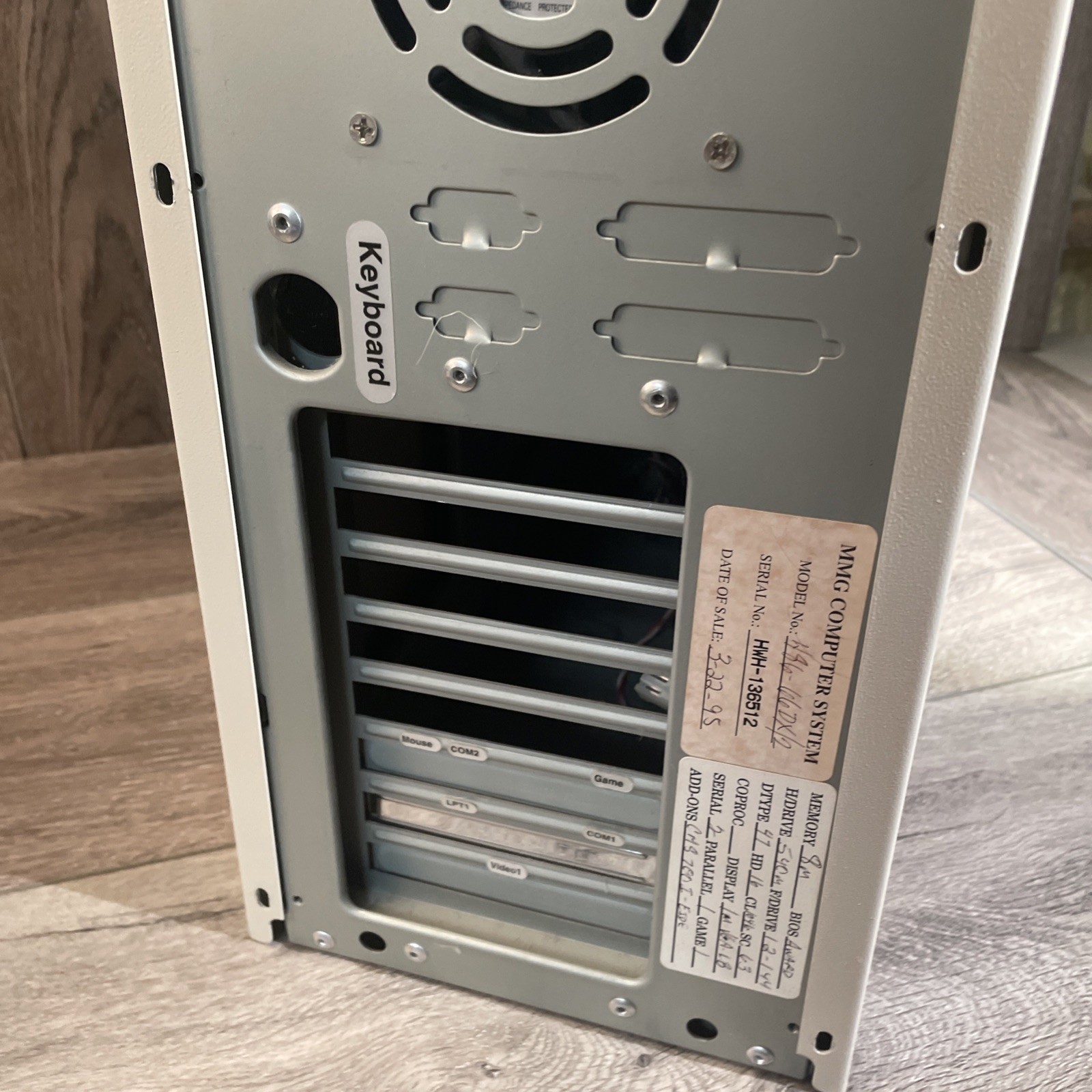 Vintage AT Mid-Tower Case Turbo MHz LED 5.25 Floppy CD Beige Power Cord Ribbons