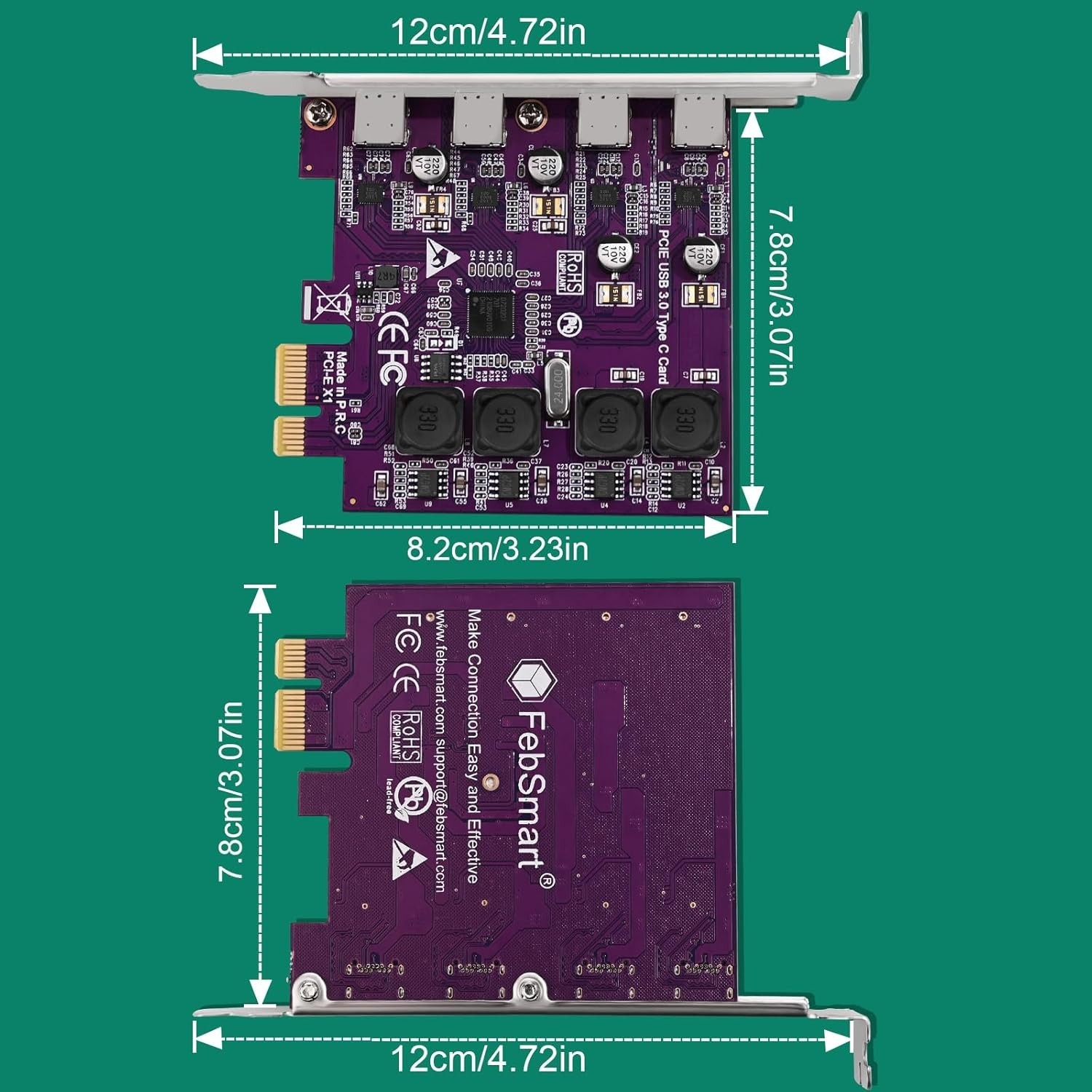 Self-Powered 4X USB-C PCIe Expansion Card for Windows 11 and More – FS-U304C-Pro