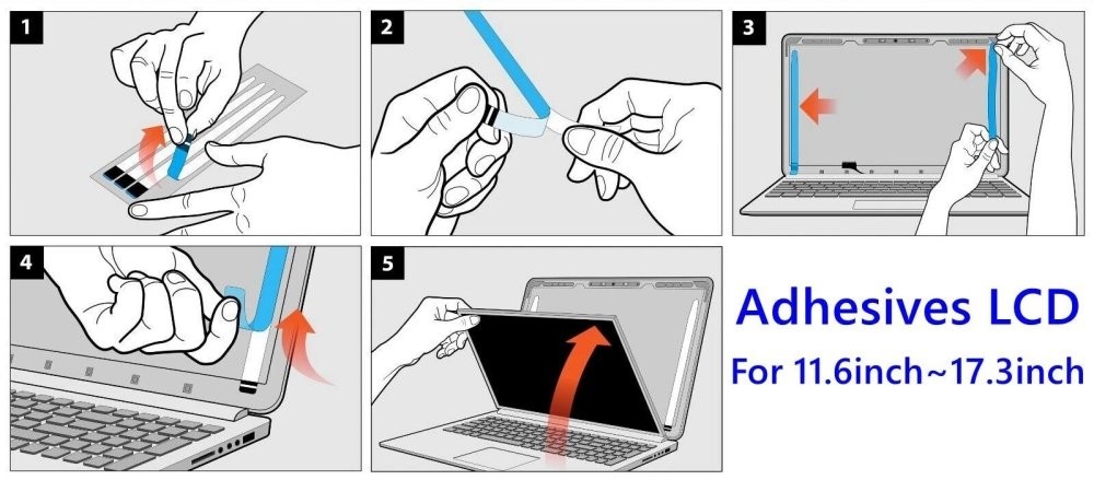 Universal Laptop Screen Adhesive Strips Easy Double-Sided Pull Tape 10pieces