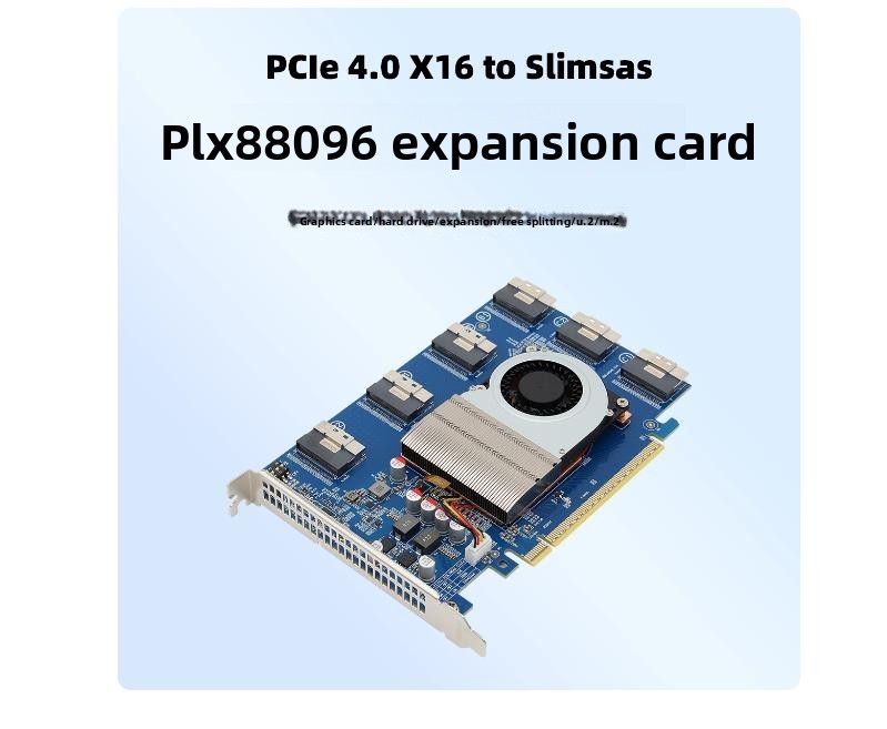 PLX88096 Expansion Card PCIe 4.0 x16 TO 6*SFF-8654 SlimSAS 12*NVMe U.2 US