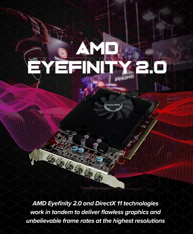 Radeon 7750 2GB GDDR5 6 4k Monitor Graphics Card, 6 Mini DisplayPort Outputs,…