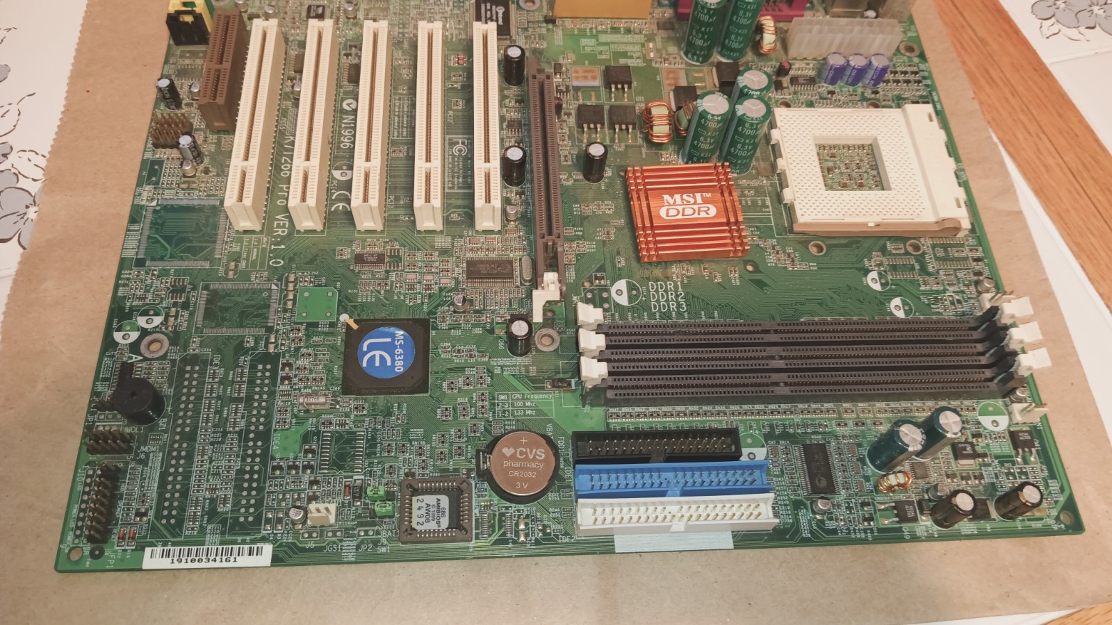 MSI K7T266 Pro Ver 1.0 /MS-6380 LE Socket 462 DDR AGP PCI ATX Motherboard, Works