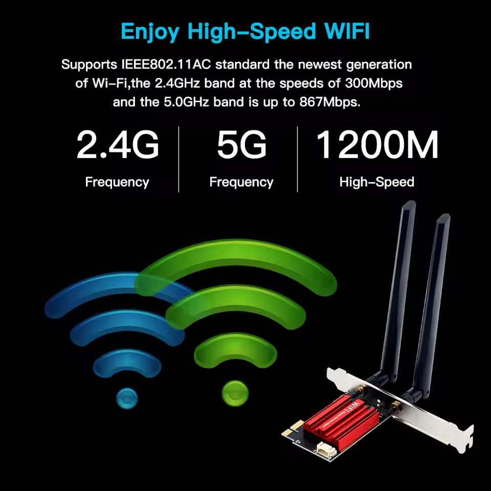 🔥SALE🔥AC1200 WiFi 5 PCIE WiFi Adapter Wireless Network Card-US seller