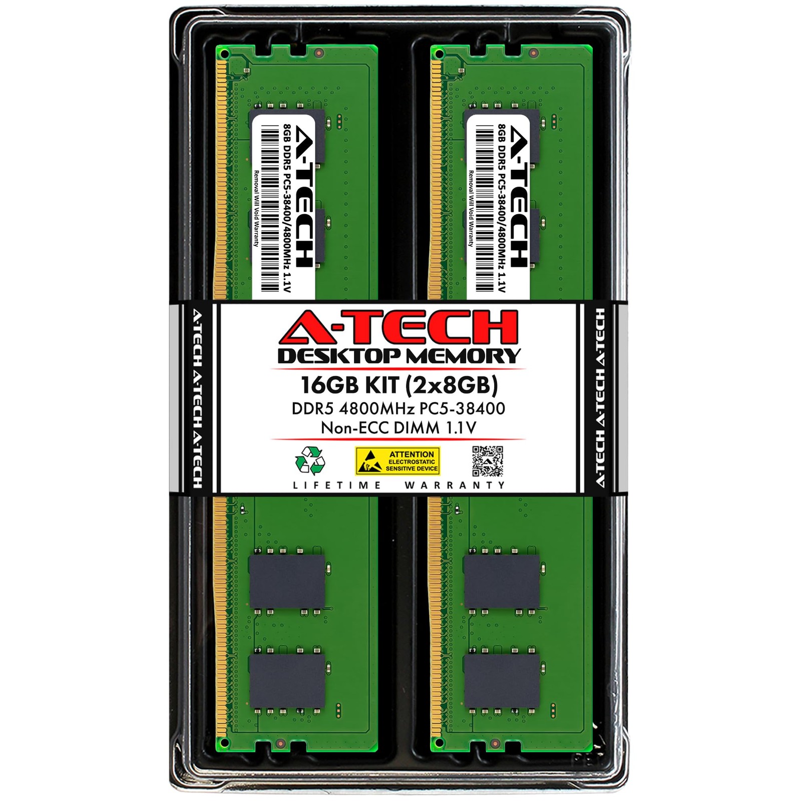 A-Tech 16GB Kit (2x8GB) DDR5 4800MHz PC5-38400 (2 x 8GB), Multicolor